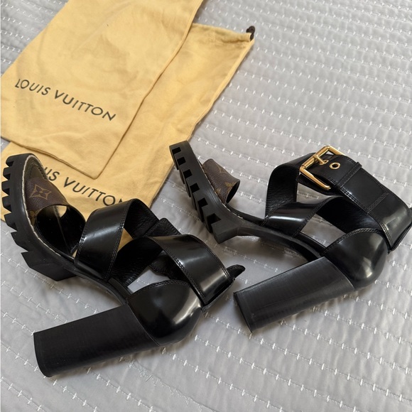 Authentic Louis Vuitton Star Trail Monogram Heeled Sandals - Picture 6 of 6